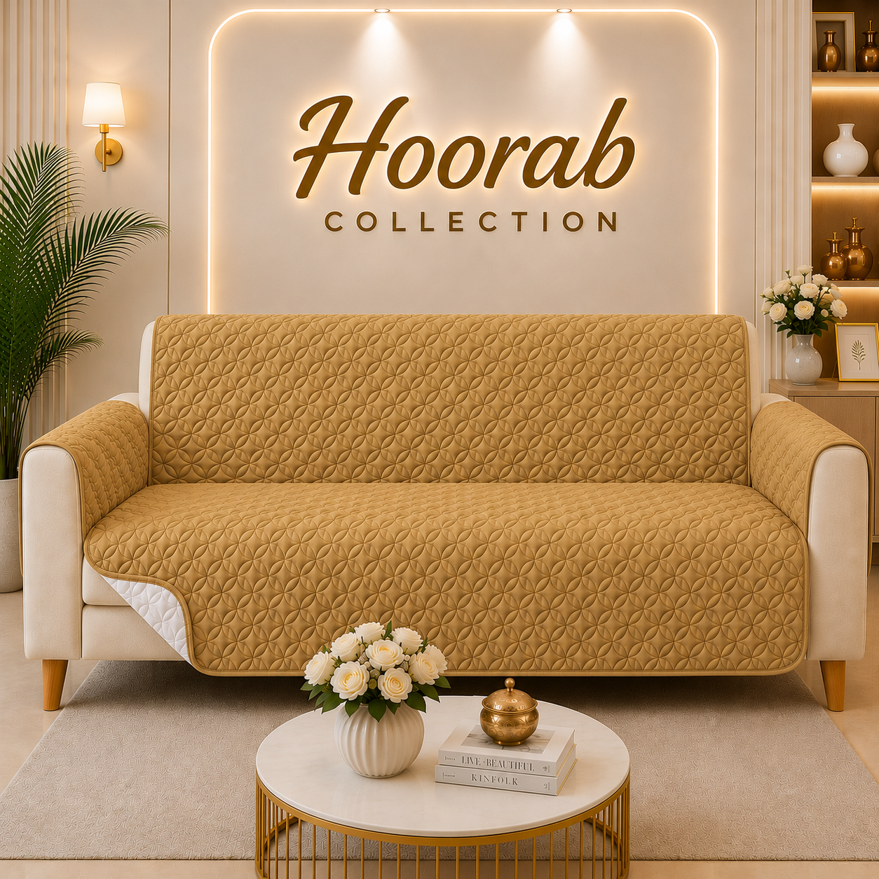 Ultrasonic Quilted sofa covers-Golden
