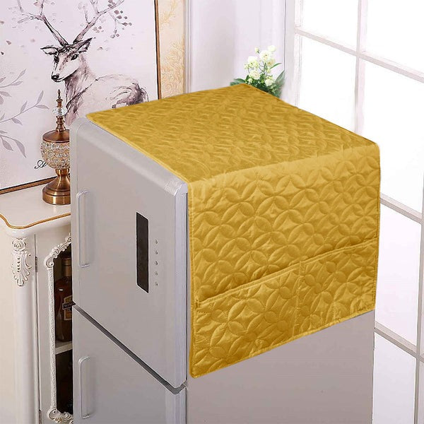 Ultrasonic Quilted Fridge Cover with Side Pockets-Golden color