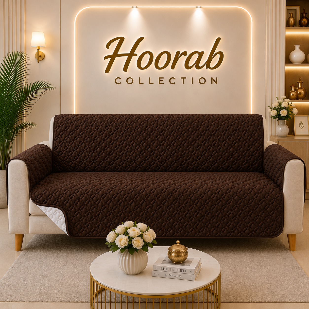 Ultrasonic Quilted sofa covers-Dark Brown