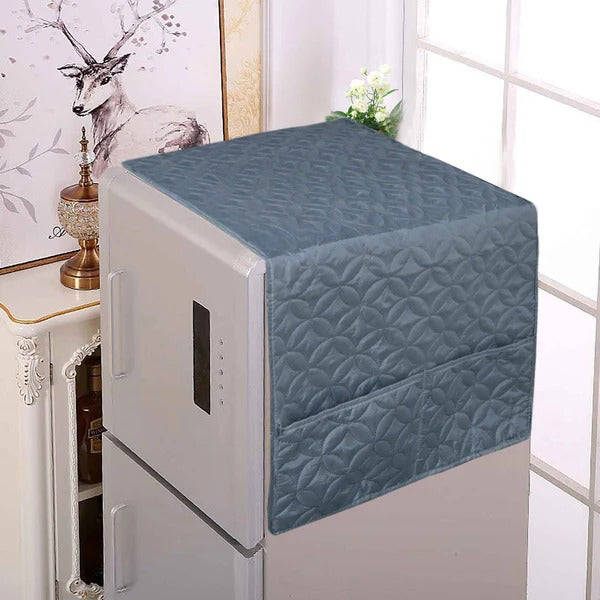 Ultrasonic Quilted Fridge Cover with Side Pockets-Grey color