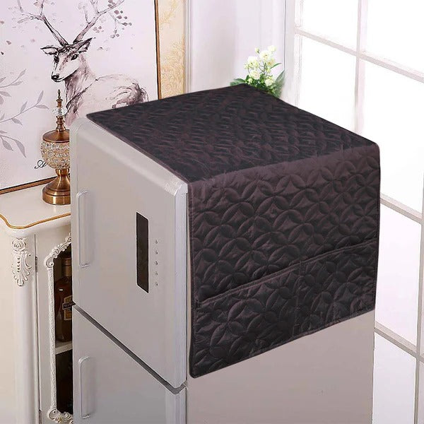 Ultrasonic Quilted Fridge Cover with Side Pockets-Dark Brown color