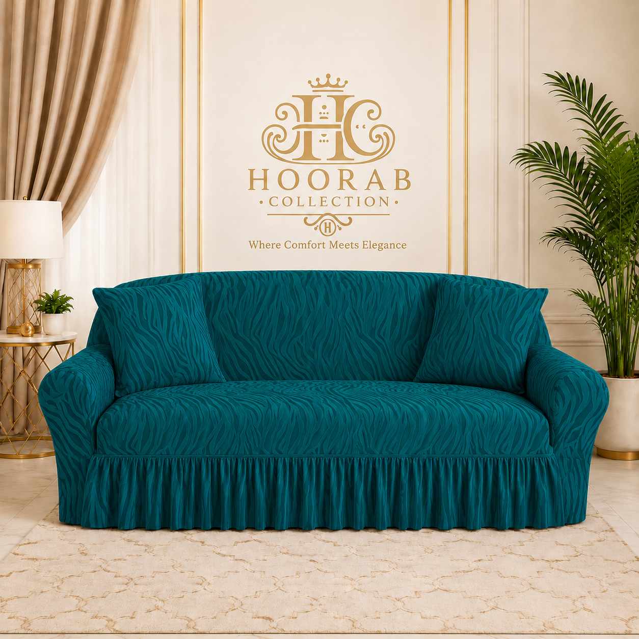Zebra Velvet Sofa Covers.- Zink color