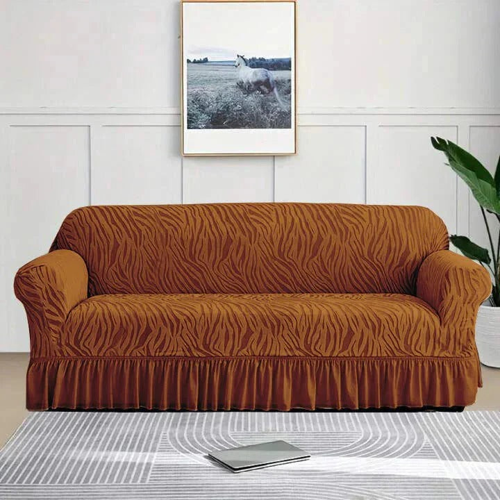 Zebra Velvet Sofa Covers- coper Brown