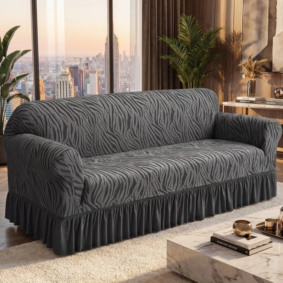 Zebra Velvet Sofa Covers –Grey