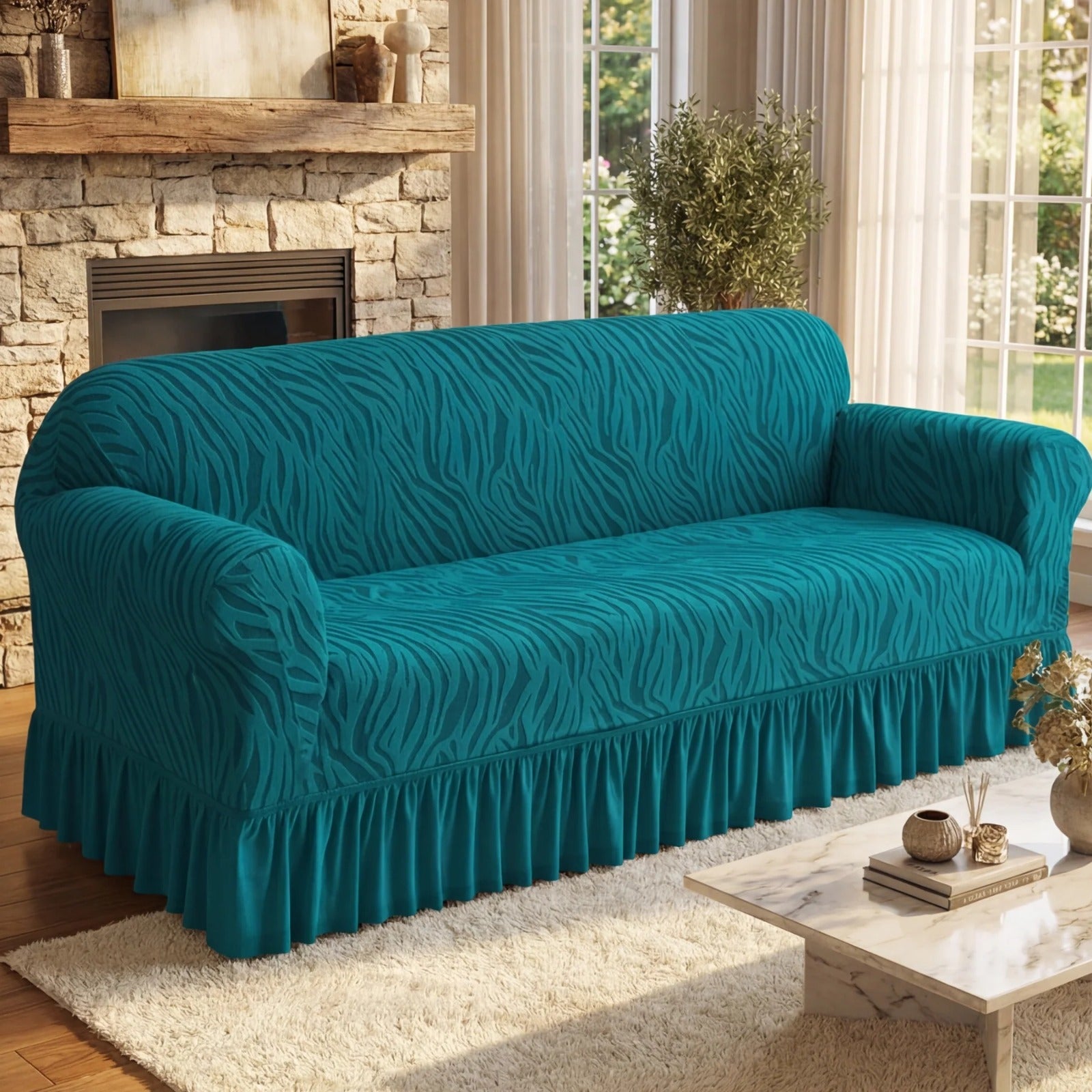 Zebra Velvet Sofa Covers.- Zink color