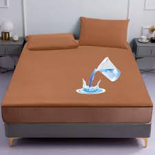 Premium Waterproof Mattress Cover – Terry Cotton Soft, Breathable & Spill-Proof | HOORAB COLLECTION| Coper brown