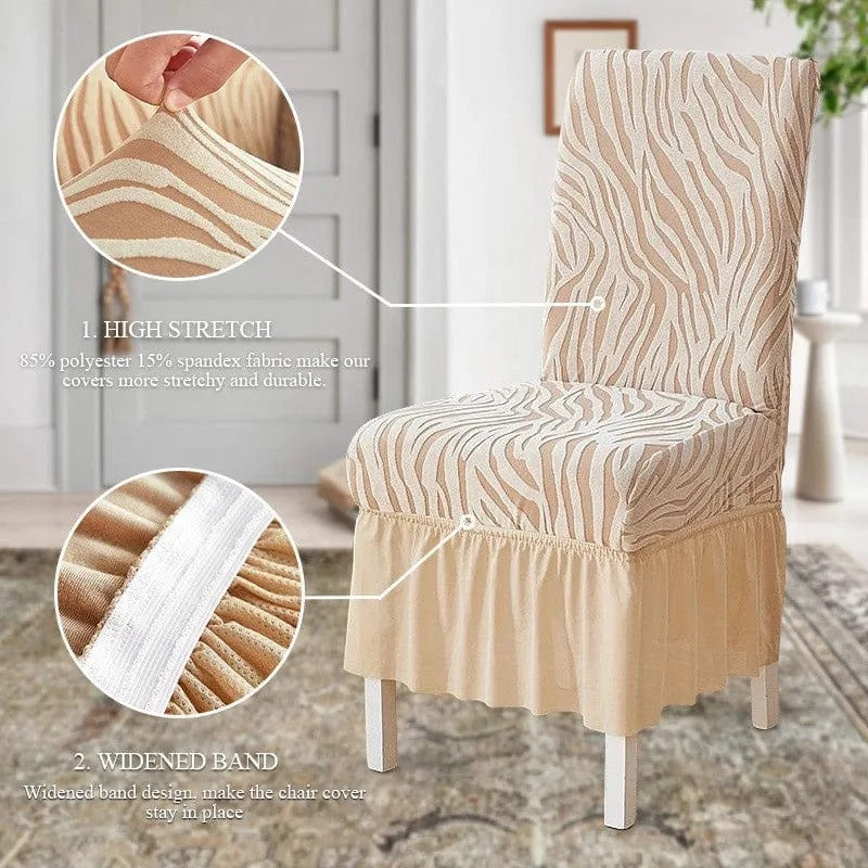 Zebra Velvet Dining Chair Covers – | Hoorab Collection| Golden