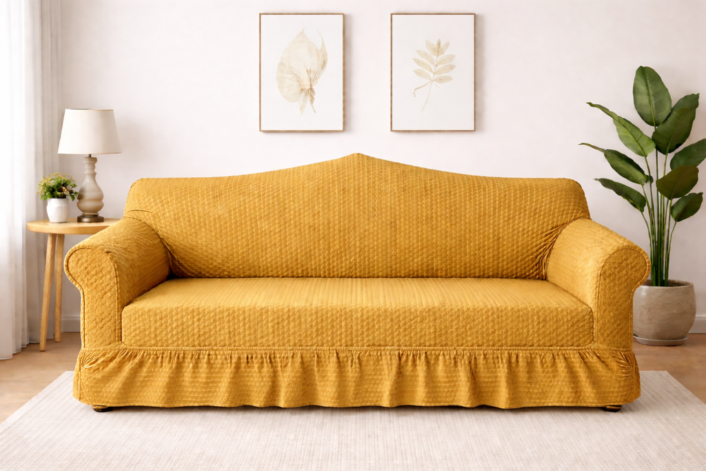 Butterfly Sofa Cover  Premium Quality | Hoorab Collection| Golden color