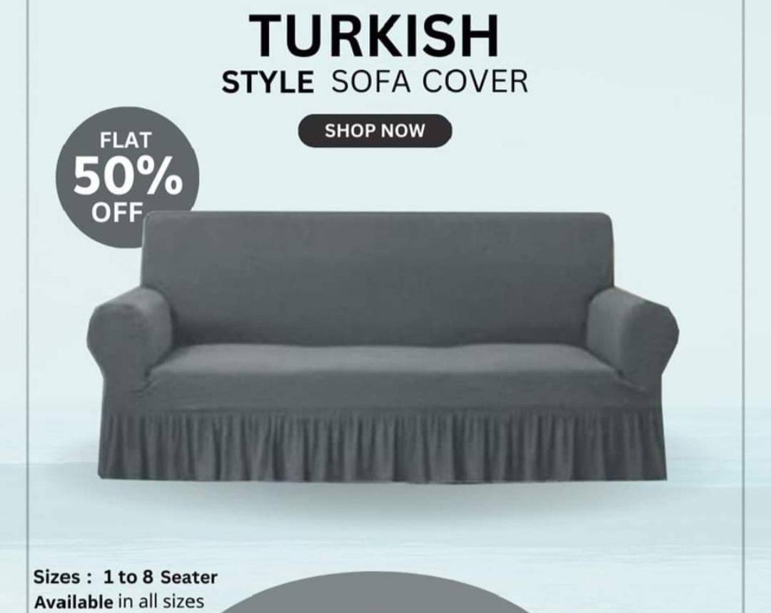 Premium Turkish Sofa Covers Elegant, Stretchable & Washable Protection-Grey