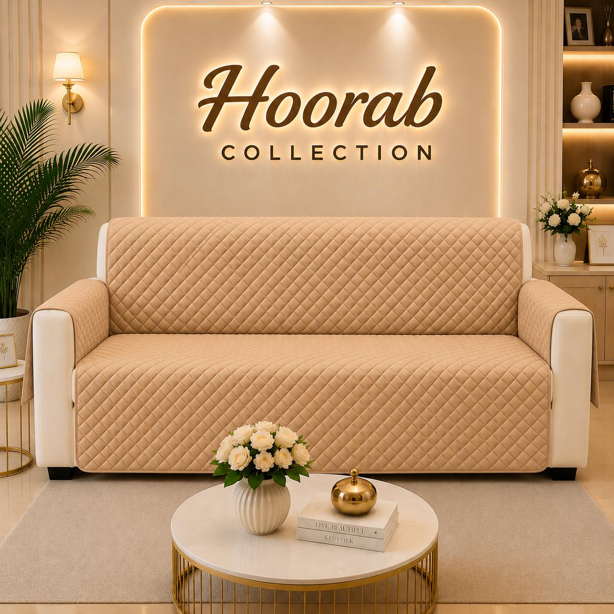 Premium Quilted Sofa Covers- Golden color