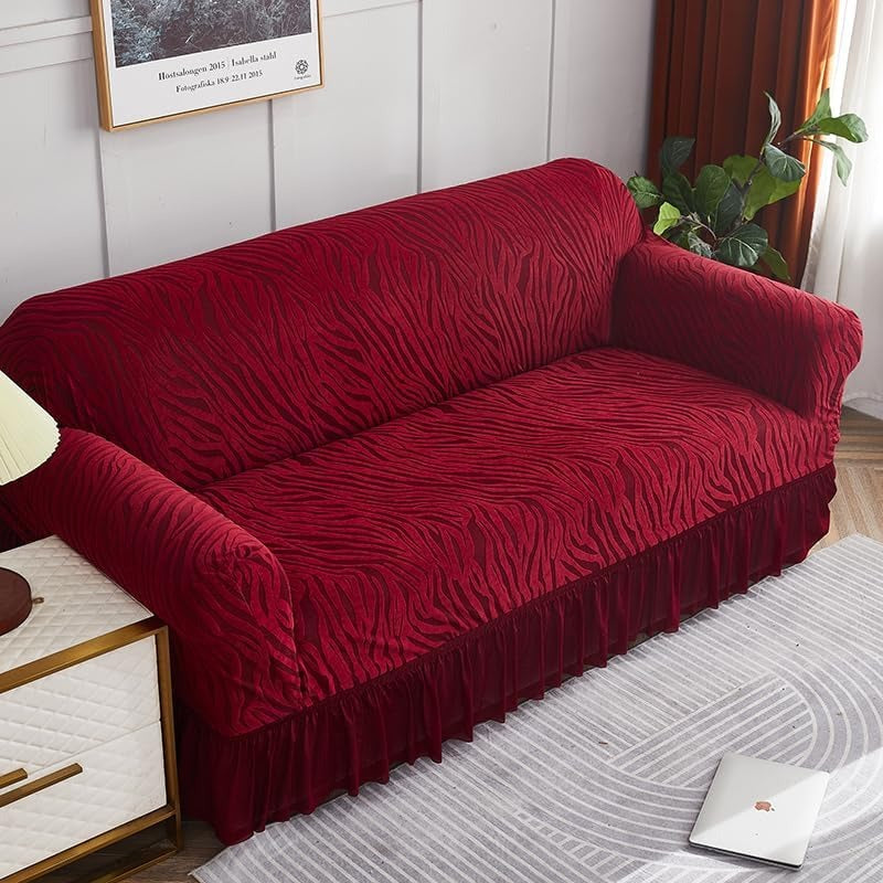 Zebra Velvet Sofa Covers- Maroon