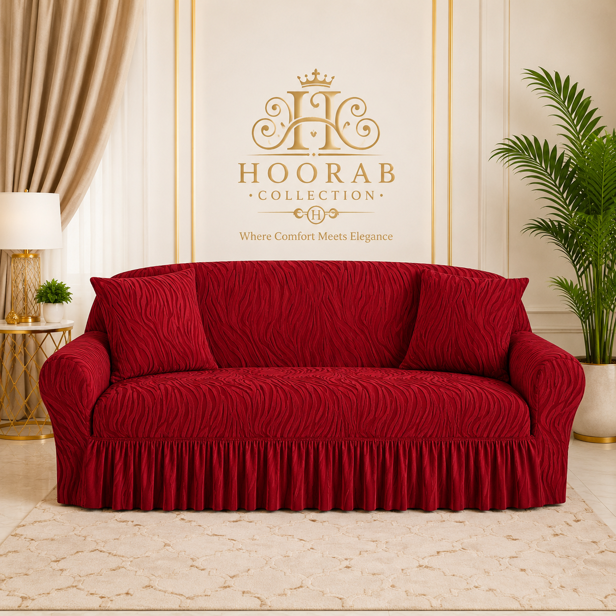 Zebra Velvet Sofa Covers- Maroon