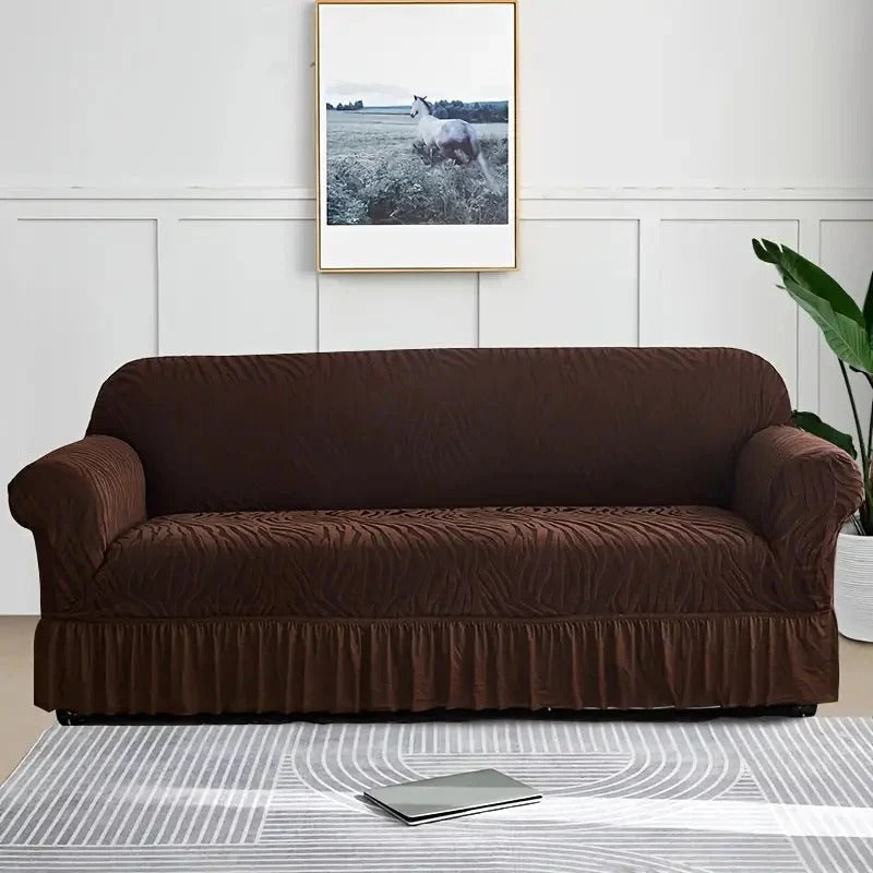 Zebra Velvet Sofa Covers-Dark Brown