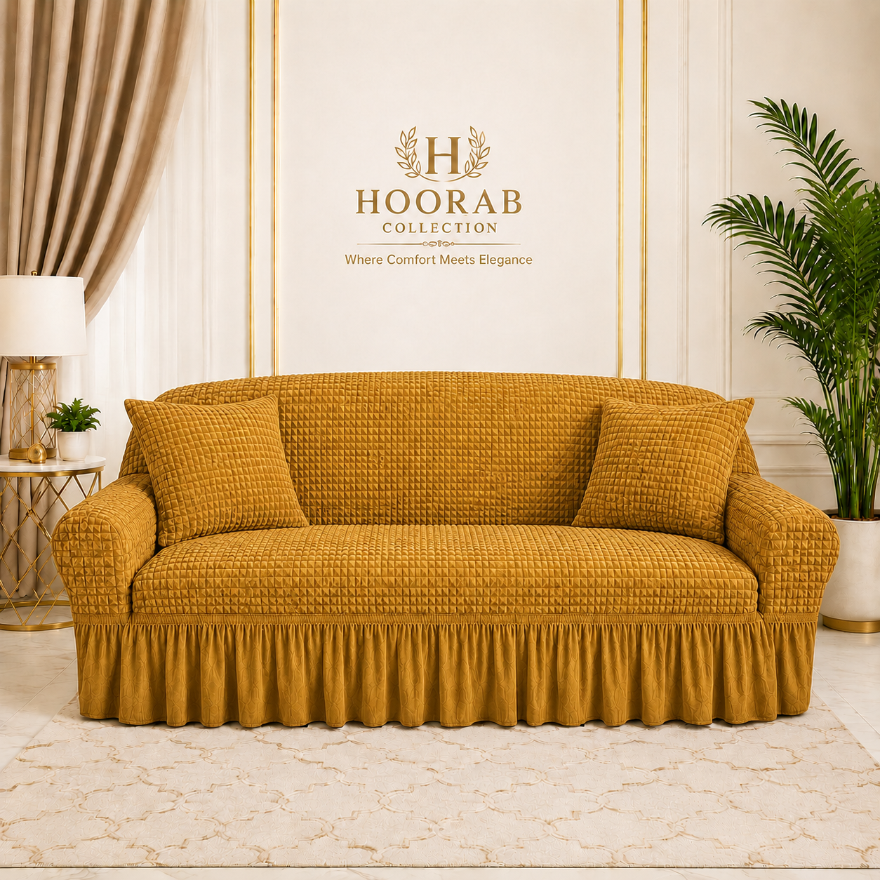 Premium Quality Bubble Sofa Covers-Golden color