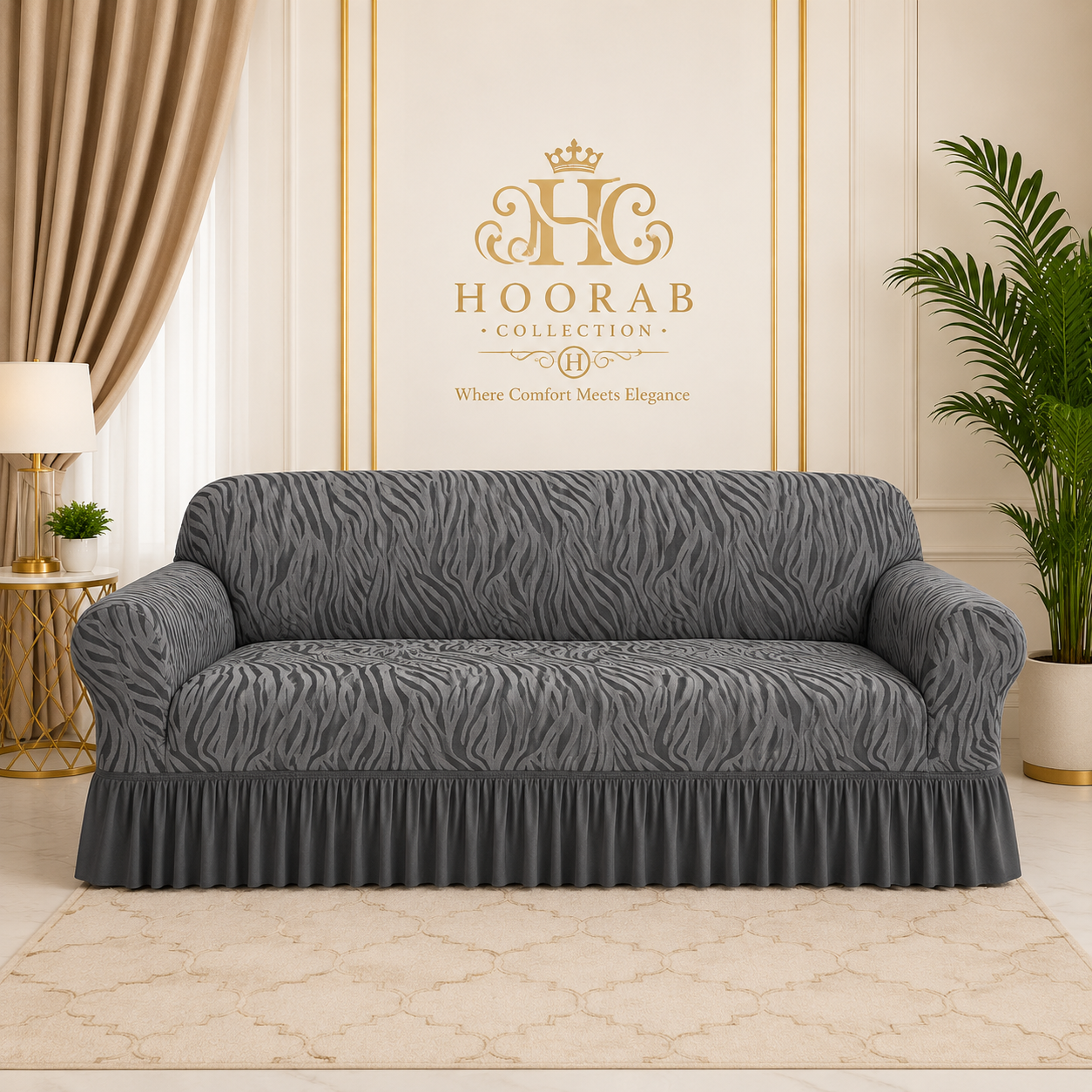 Zebra Velvet Sofa Covers –Grey