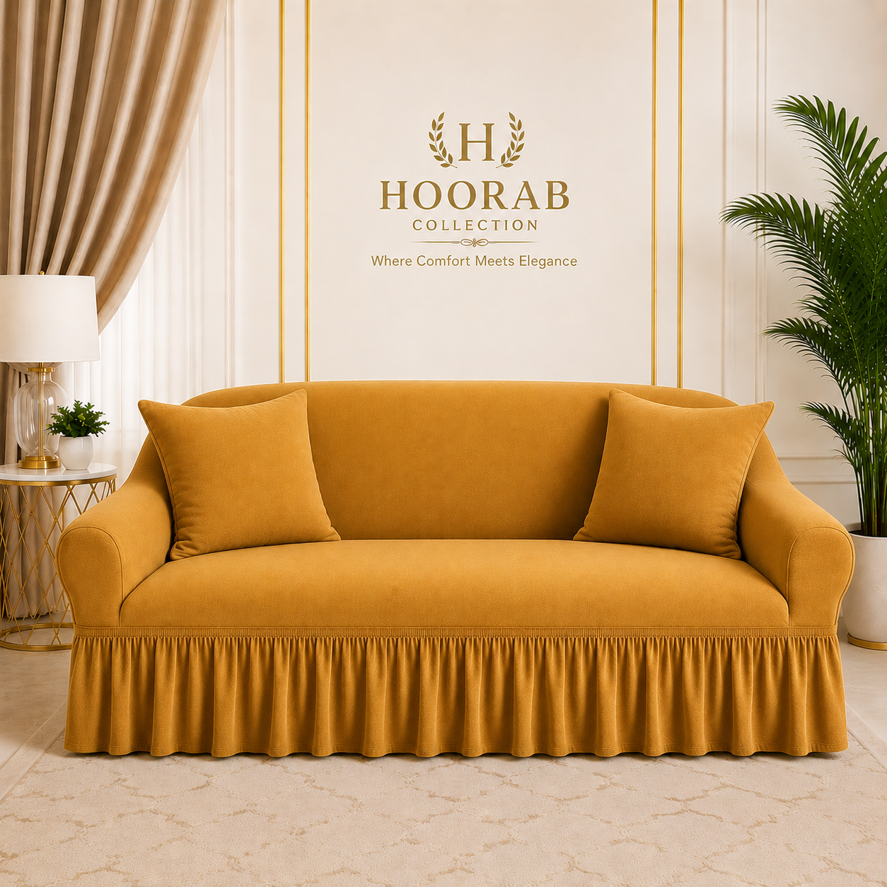 Premium Turkish Sofa Covers  Elegant, Stretchable & Washable Protection-Golden