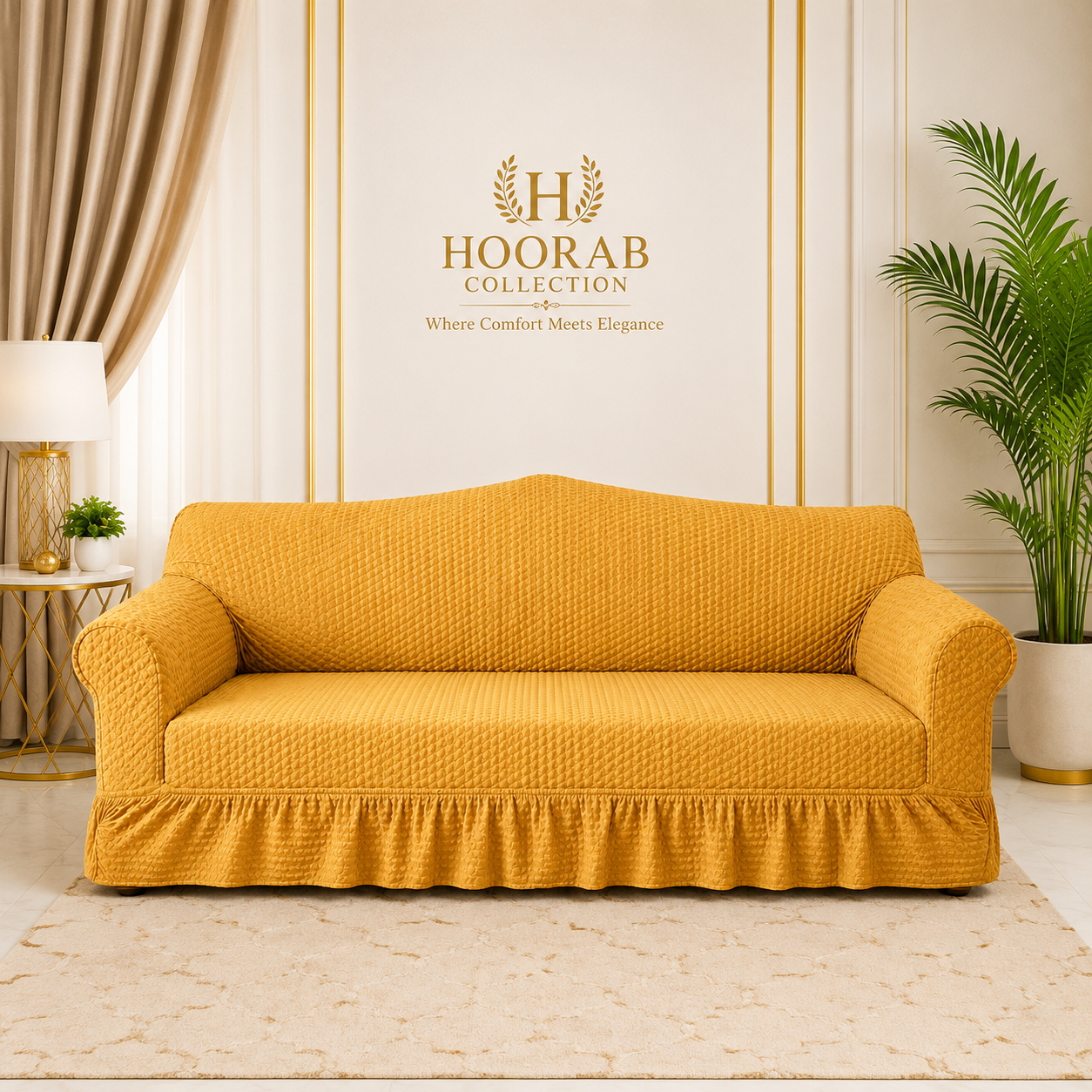 Butterfly Sofa Cover  Premium Quality | Hoorab Collection| Golden color