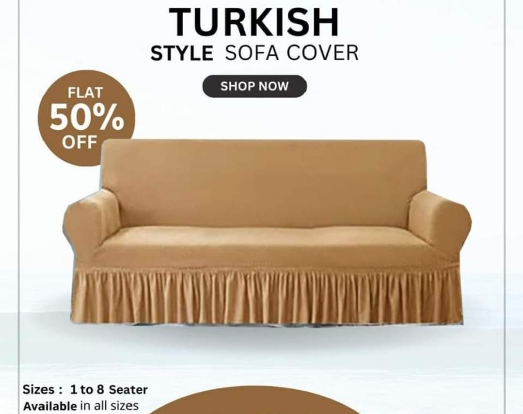 Premium Turkish Sofa Covers  Elegant, Stretchable & Washable Protection-Golden