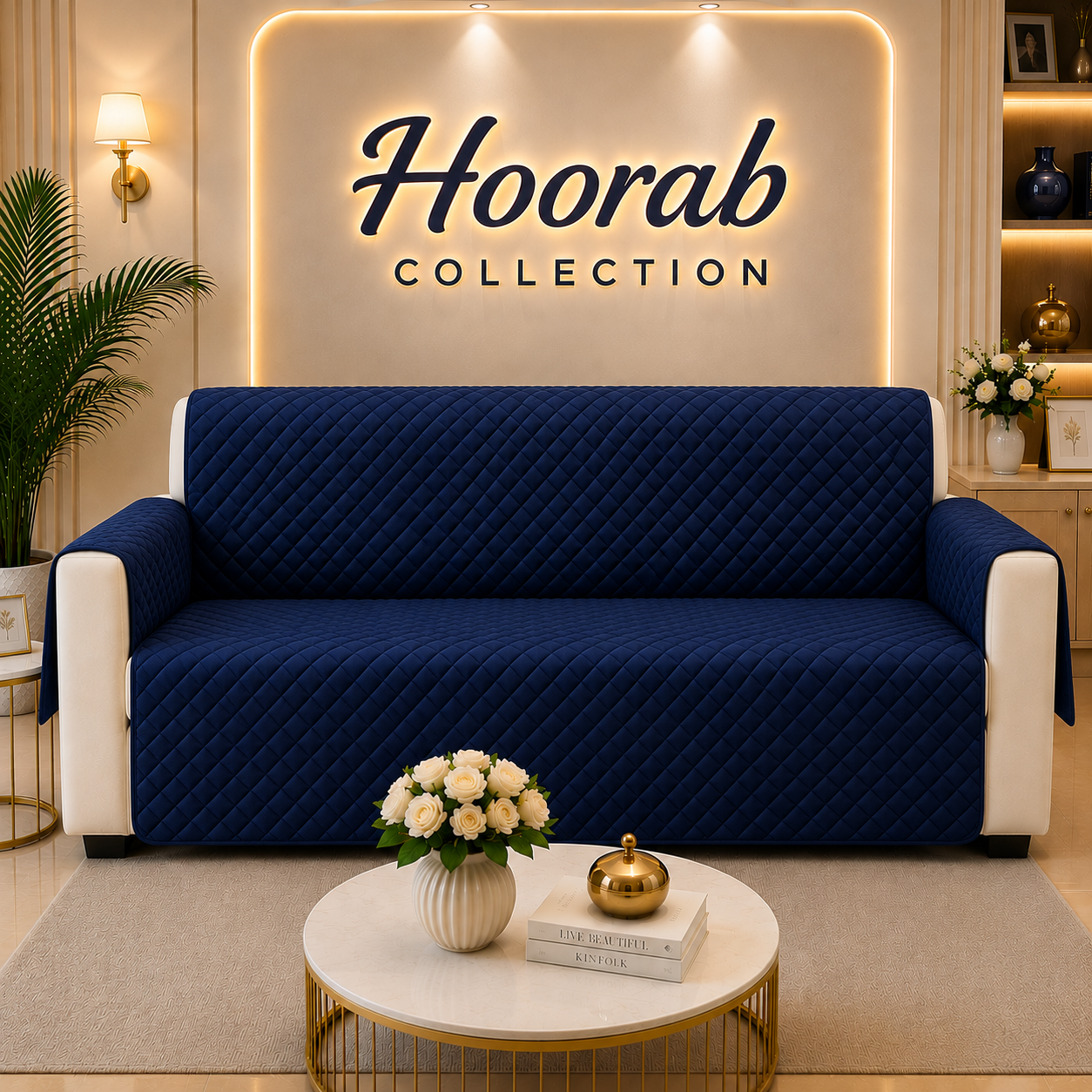 Premium Quilted Sofa Covers-Blue color