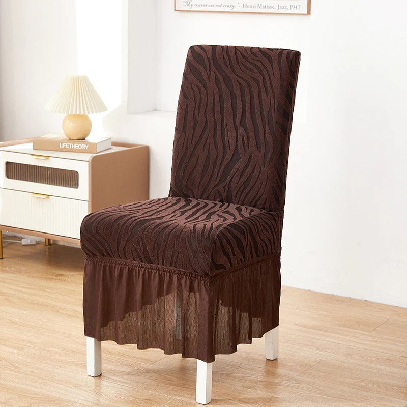 Zebra Velvet Dining Chair Covers – | Hoorab Collection| Dark Brown
