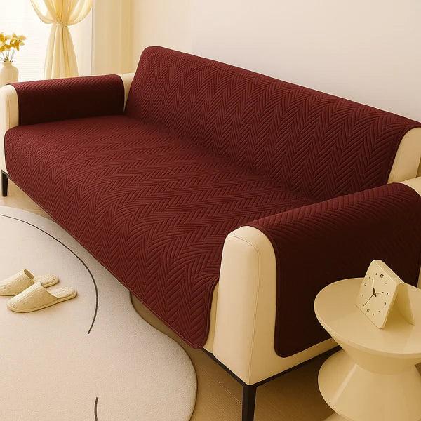 Wavey Style Quilted Sofa Covers-Maroon
