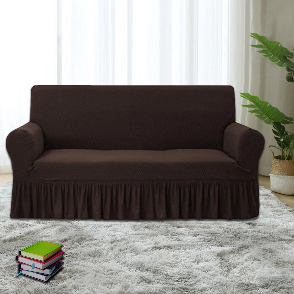 Premium Turkish Sofa Covers Elegant, Stretchable & Washable Protection-D.Brown