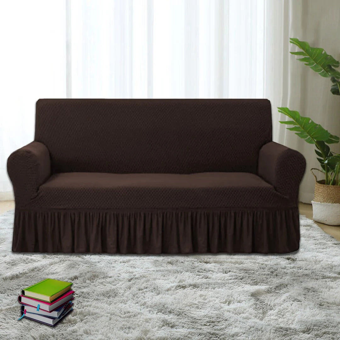Premium Turkish Sofa Covers Elegant, Stretchable & Washable Protection-D.Brown