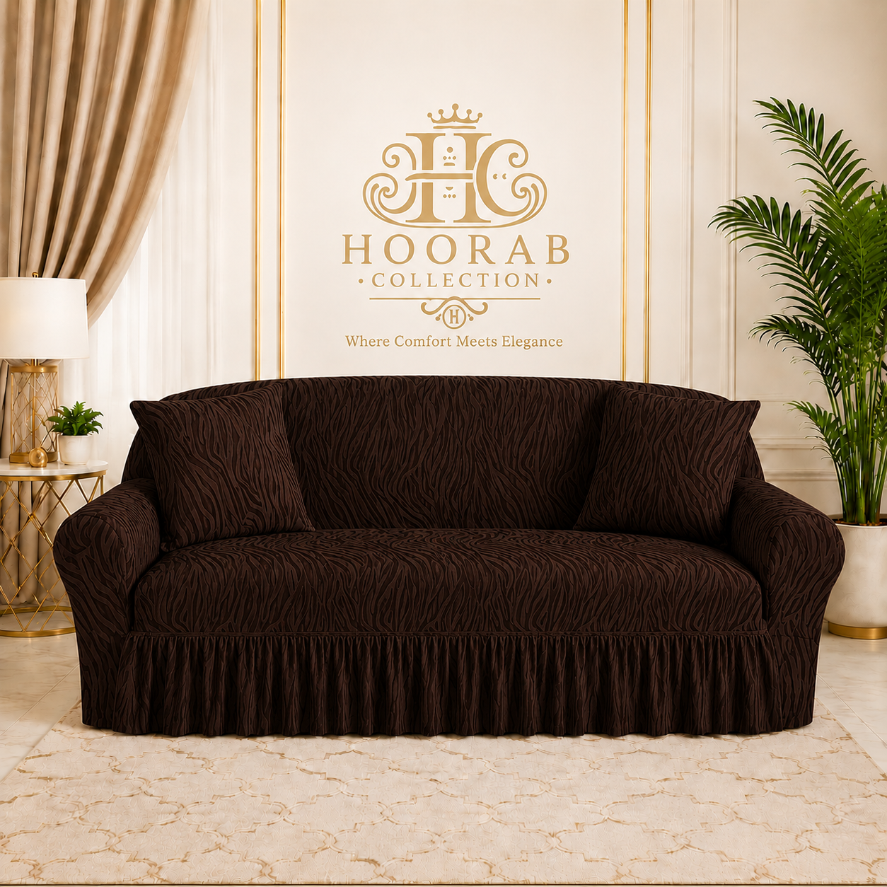 Zebra Velvet Sofa Covers-Dark Brown